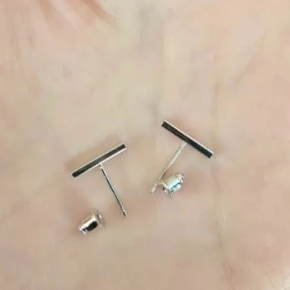 NEW Minimalist Silver Bar Stud Earrings